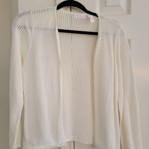 Jeanne Pierre Elegant White Open-Front Sweater/Cardigan With Buttons M
